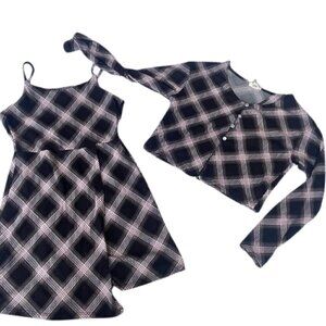 Girl's 2 Piece Outfits Button Front Long Sleeve cardigan and Skirt Set M 7-8